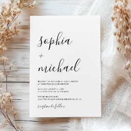 Elegante moderne kalligrafie zwart & wit bruiloft kaart