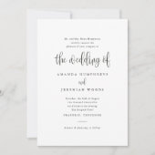 Elegante moderne kalligrafie zwart-wit bruiloft kaart (Voorkant)