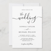 Elegante moderne kalligrafie zwart & wit bruiloft kaart (Voorkant)