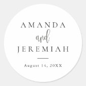 Elegante moderne kalligrafie zwart-wit bruiloft ronde sticker (Voorkant)