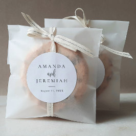 Elegante moderne kalligrafie zwart-wit bruiloft ronde sticker