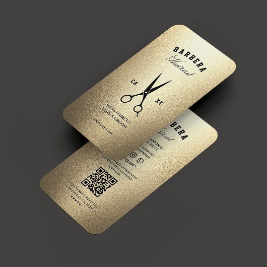 Elegante moderne kapperszaak gouden schaar visitekaartje