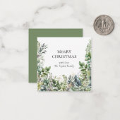 Elegante moderne kerst botanisch blad notitiekaartje (Voorkant / Achterkant in situ)