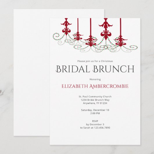 Elegante moderne kerst bruids brunch kaart (Voorkant / Achterkant)