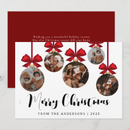 Elegante moderne kerst familie 5 ornament foto feestdagenkaart
