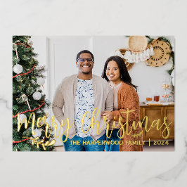 Elegante moderne kerst familie foto collage folie feestdagenkaart