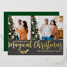 Elegante moderne kerst familie foto collage folie feestdagenkaart