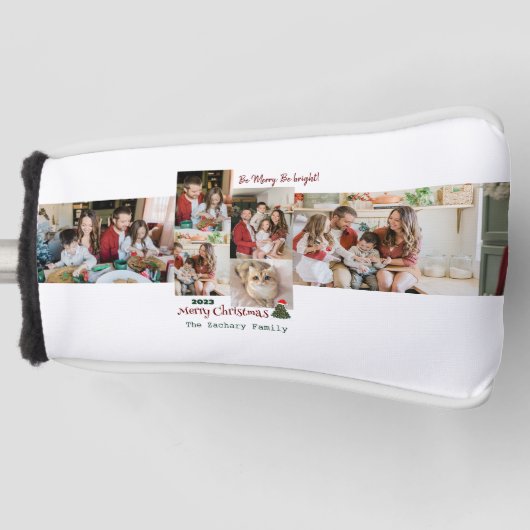 Elegante moderne kerst familie foto collage golfheadcover (Voorkant)