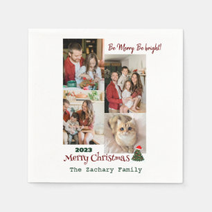 Elegante moderne kerst familie foto collage servet