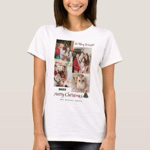 Elegante moderne kerst familie foto collage t-shirt