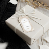 Elegante moderne kerst groenblijvende bomen en blo cadeaulabel