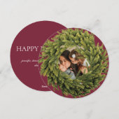 Elegante moderne kerst krans foto feestdagenkaart (Voorkant / Achterkant)