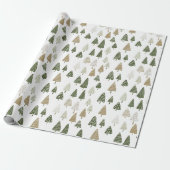 Elegante moderne kerstbomen cadeaupapier (Uitgerold)