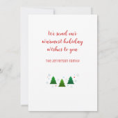 Elegante moderne kerstbomen en sneeuwvlokken feestdagenkaart (Achterkant)