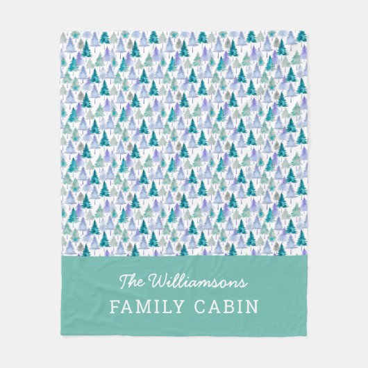 Elegante moderne kerstbomen groen en Lila Fleece Deken (Voorkant)