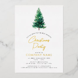 Elegante moderne kerstboom bedrijfsfeest folie uitnodiging