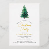 Elegante moderne kerstboom bedrijfsfeest folie uitnodiging (Voorkant)