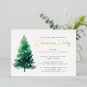 Elegante moderne kerstboom bedrijfsfeest folie uitnodiging (Staand Voorkant)
