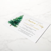 Elegante moderne kerstboom bedrijfsfeest folie uitnodiging (Gedraaid)