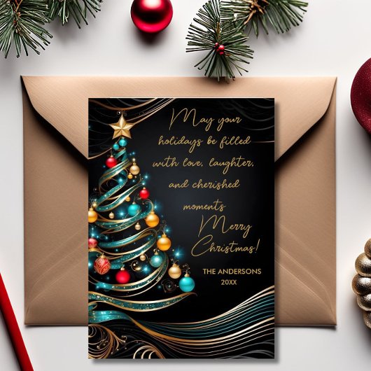 Elegante moderne kerstboom gepersonaliseerde wense feestdagenkaart