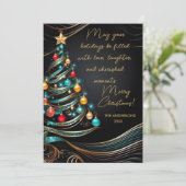 Elegante moderne kerstboom gepersonaliseerde wense feestdagenkaart (Staand voorkant)