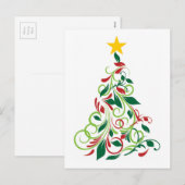 Elegante moderne kerstboom illustratie feestdagenkaart (Voorkant / Achterkant)