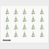 Elegante moderne kerstboom illustratie vierkante sticker (Vel)