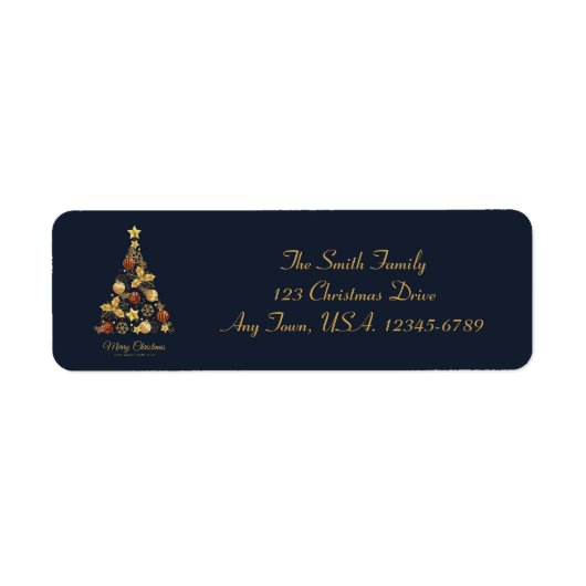 Elegante moderne kerstboom retour adres label (Voorkant)