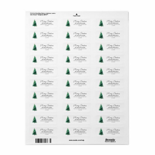 Elegante moderne kerstboom retouradres etiket (Full Sheet)