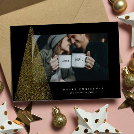 Elegante moderne kerstboom vakantiefotokaart feestdagenkaart