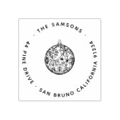 Elegante moderne kerstbubbel naam en adres rubberstempel (Afrduk)