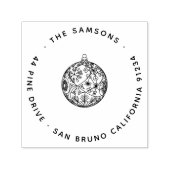 Elegante moderne kerstbubbel naam en adres  zelfinktende stempel (Design)
