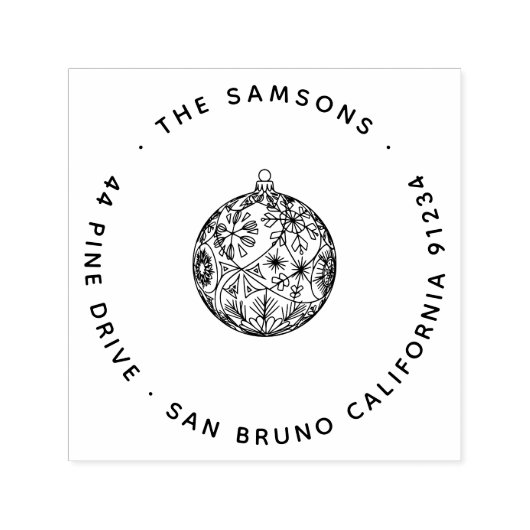Elegante moderne kerstbubbel naam en adres  zelfinktende stempel (Design)
