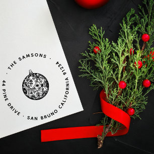Elegante moderne kerstbubbel naam en adres zelfinktende stempel