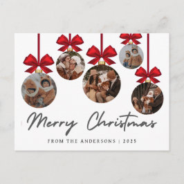 Elegante moderne kerstfamilie 5 ornament foto feestdagenkaart