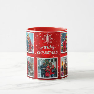 Elegante moderne kerstfamiliefoto ontwerp mok