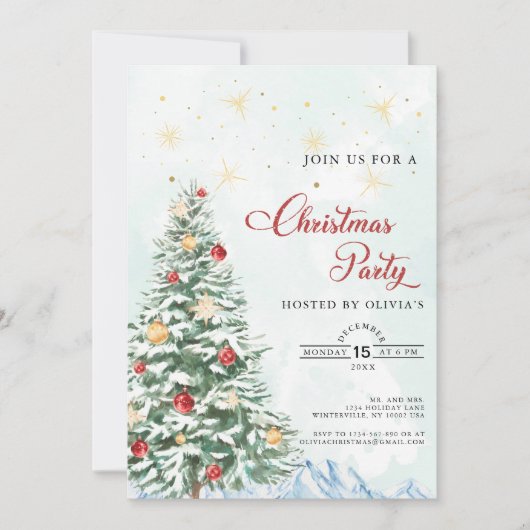 Elegante moderne kerstfeest uitnodiging (Voorkant)