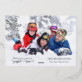 Elegante moderne kerstfoto collage goud folie feestdagenkaart (Achterkant)