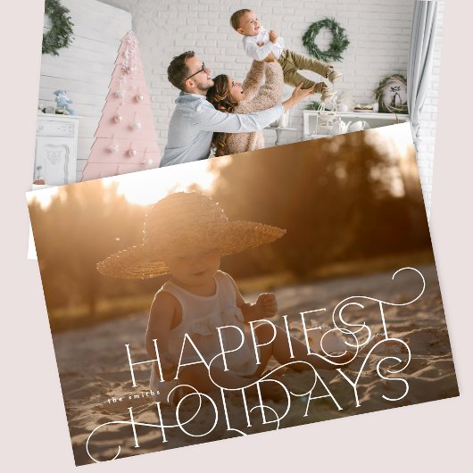 Elegante & Moderne KERSTFOTO CURLY Happiest Feestdagenkaart