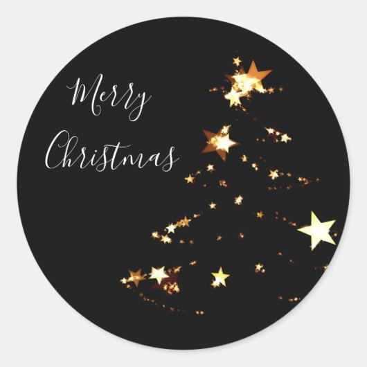 elegante moderne kerstgouden sterren ronde sticker (Voorkant)
