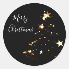 elegante moderne kerstgouden sterren ronde sticker