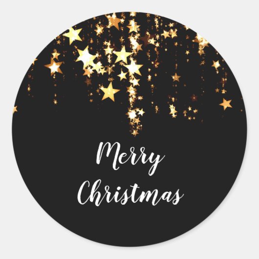 elegante moderne kerstgouden sterren ronde sticker (Voorkant)
