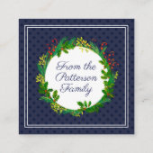 Elegante moderne kerstkaart in marineblauw met dan kortingskaartje (Achterkant)