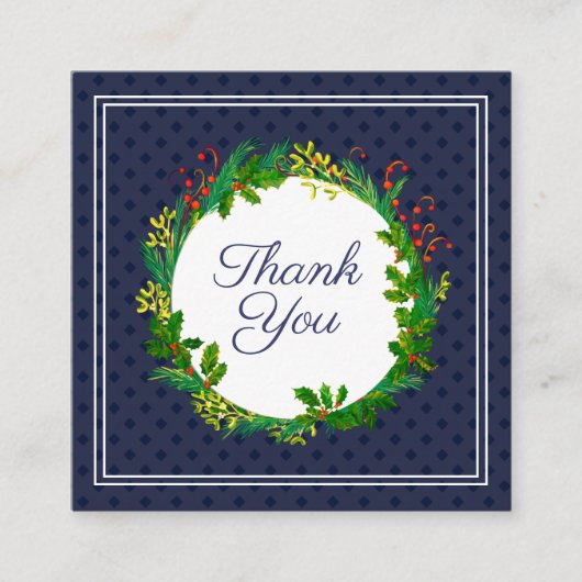 Elegante moderne kerstkaart in marineblauw met dan kortingskaartje (Voorkant)