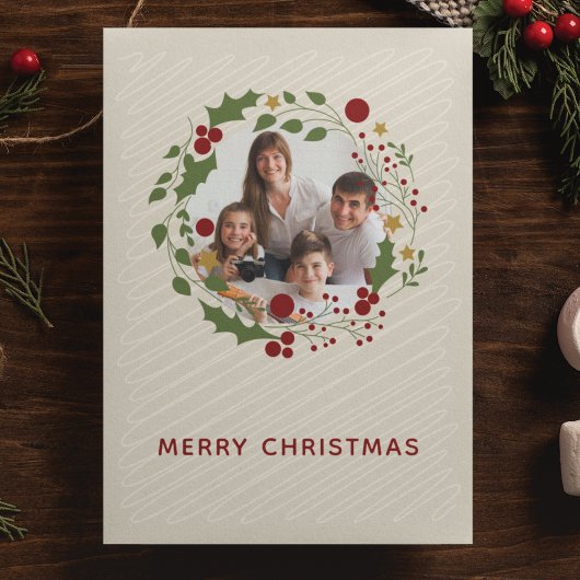 Elegante moderne kerstkrans feestdagen kaart