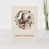 Elegante moderne kerstkrans feestdagen kaart (Voorkant)