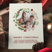 Elegante moderne kerstkrans feestdagenkaart