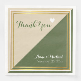 elegante & moderne klassieke groene beige bruiloft servetten