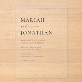 Elegante moderne klassieke minimalistische bruilof acryl uitnodigingen (Voorkant)