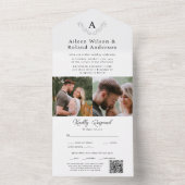 Elegante Moderne Klassieke Monogram Foto Bruiloft All In One Uitnodiging (Binnen)